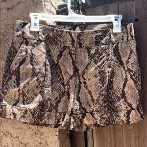 BCBG Maxazria  Brown and Tan Snake Pattern Shorts